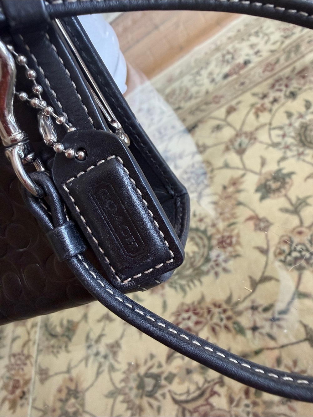 Coach Dark Brown Signature Embossed Leather Wristlet - Picture 3 of 3